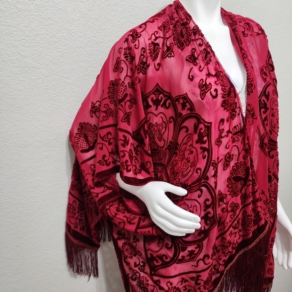 NWT Mixit Burgandy Wrap velvety Kimono One Size - Picture 3 of 7